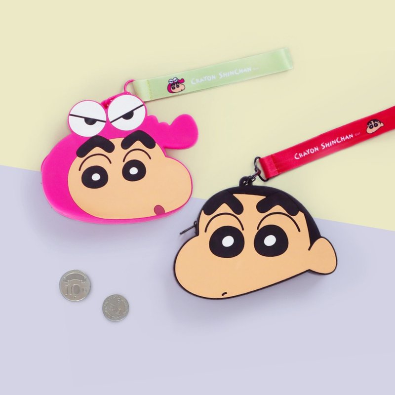 Crayon Shinchan Silicone Coin Purse - Genuine Authorized Multifunctional Storage Bag with Wrist Strap - Coin Purses - Silicone Multicolor