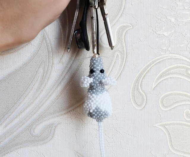 Mouse/rat Beaded Keychain 