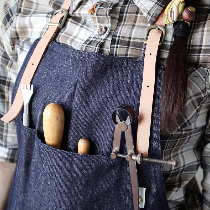 layoo to │ leather cowboy staff person / Cooking / painter / cobbler special clothing (long version) - Aprons - Other Materials Blue