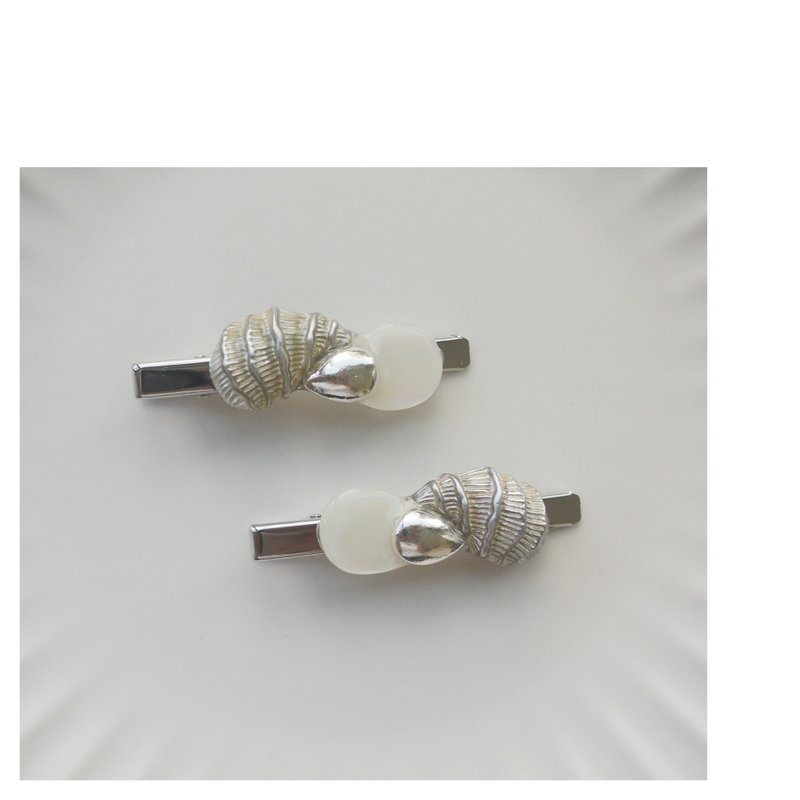 貝殼水滴髮夾 | 鴨嘴夾 | hair clip - 髮夾/髮圈 - 其他材質 銀色