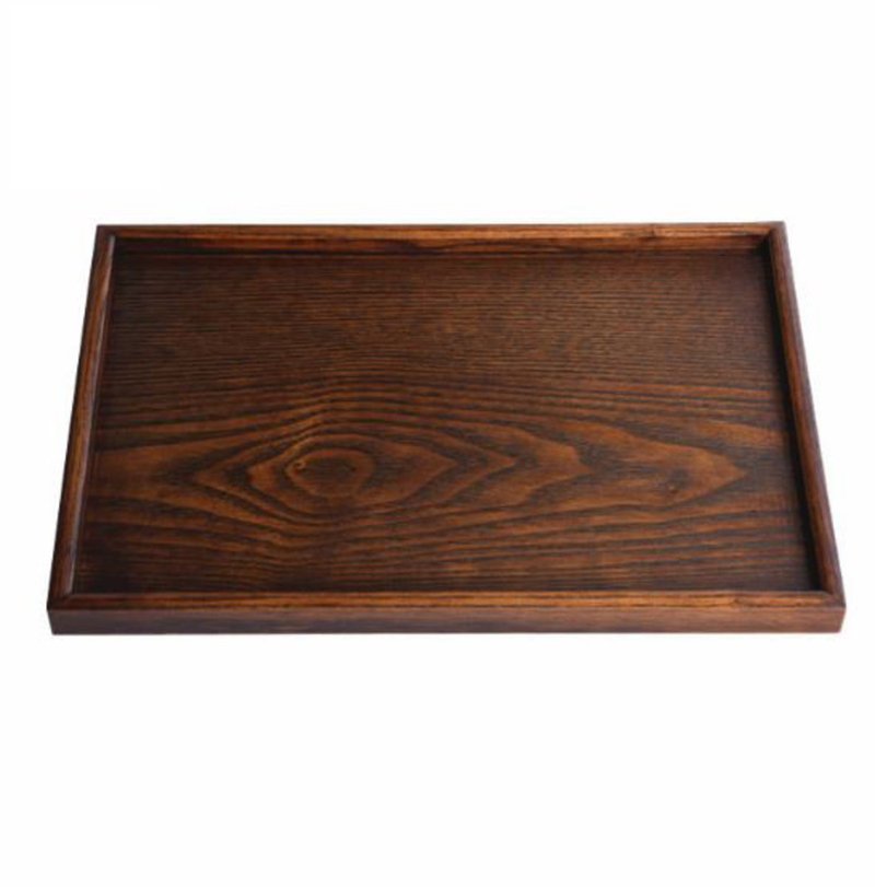 Islandoffer Solid wood brown rectangular tray wooden plate - ถาดเสิร์ฟ - ไม้ สีทอง