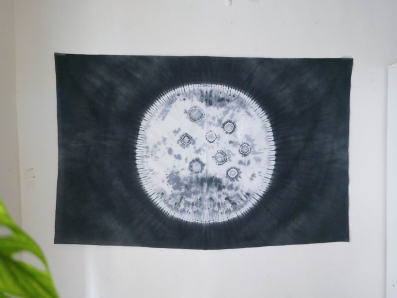 Lunar landscape hanging cloth/customized size/artisan hand-rendered only one piece - Wall Décor - Cotton & Hemp Black
