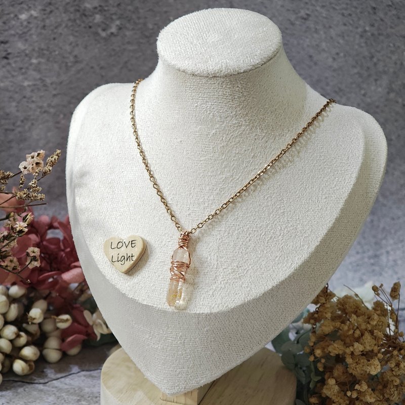 油膽閃靈鑽項鍊 紅銅手作項鍊墜 小巧精緻 - 項鍊 - 銅/黃銅 粉紅色