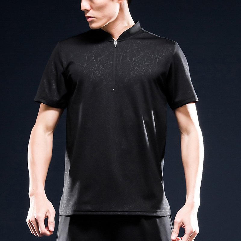 Airness RE InstaDRY 男款1/3袖刀領修身機能Polo - 黑光 - 運動上衣/排汗衫 - 聚酯纖維 