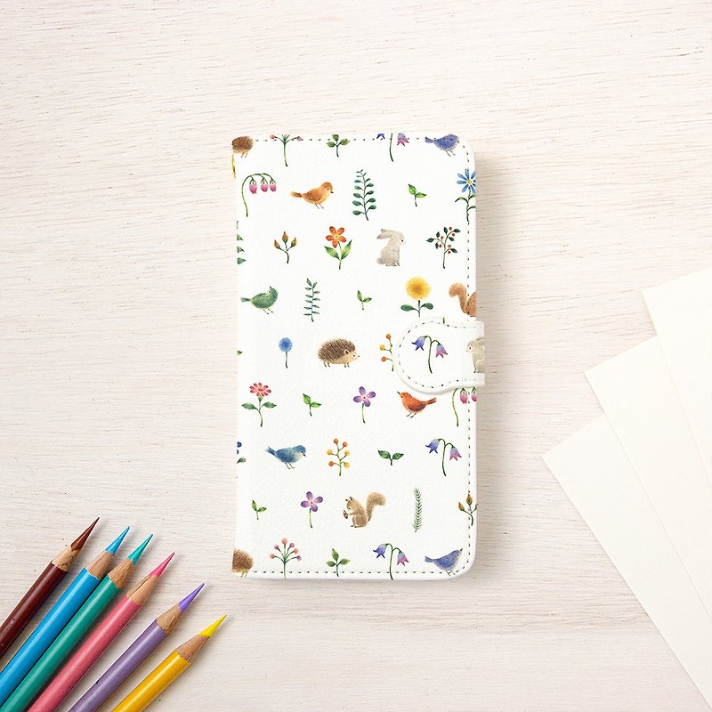 Notebook type smartphonecase flowers and animals TSC-92 - เคส/ซองมือถือ - พลาสติก หลากหลายสี