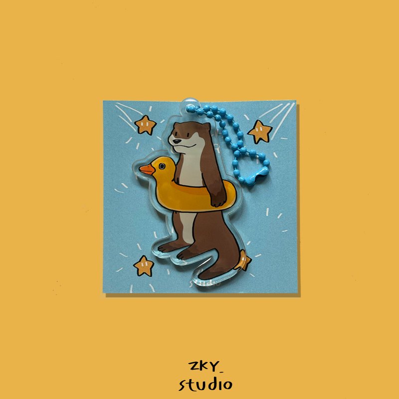 Acrylic Keyring Beach Otter - 吊飾/掛飾 - 壓克力 咖啡色