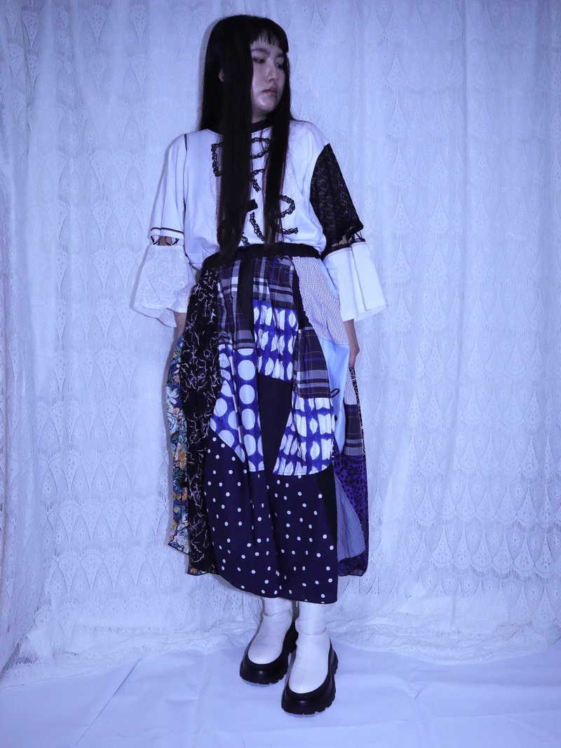 2way MIX 設計裙6011BBL MEIKEIIN handmade - 裙子/長裙 - 其他材質 藍色