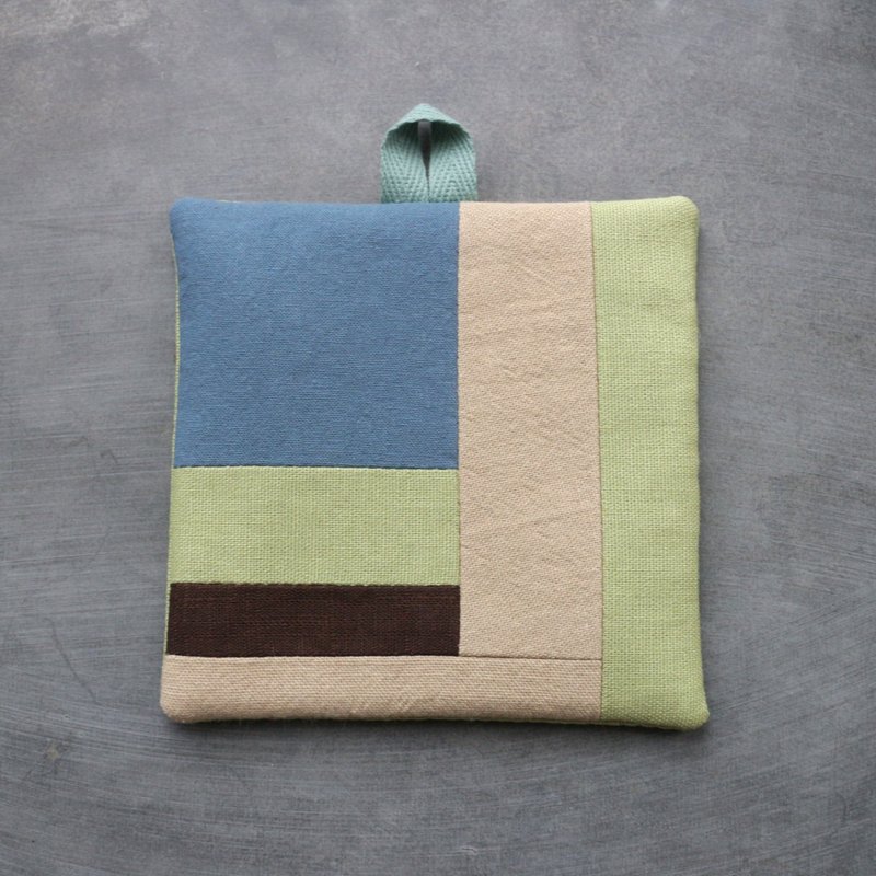 Patchwork Coaster 194 - ที่รองแก้ว - ผ้าฝ้าย/ผ้าลินิน สีเขียว