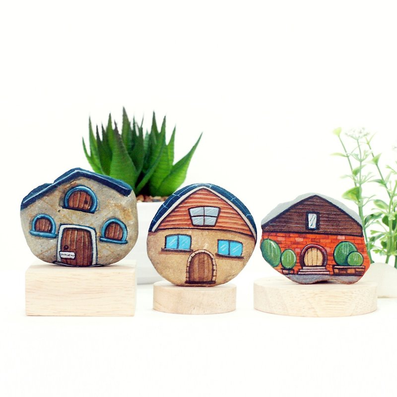 Little house stone painting,Stone art for gift for friends. - อื่นๆ - หิน หลากหลายสี