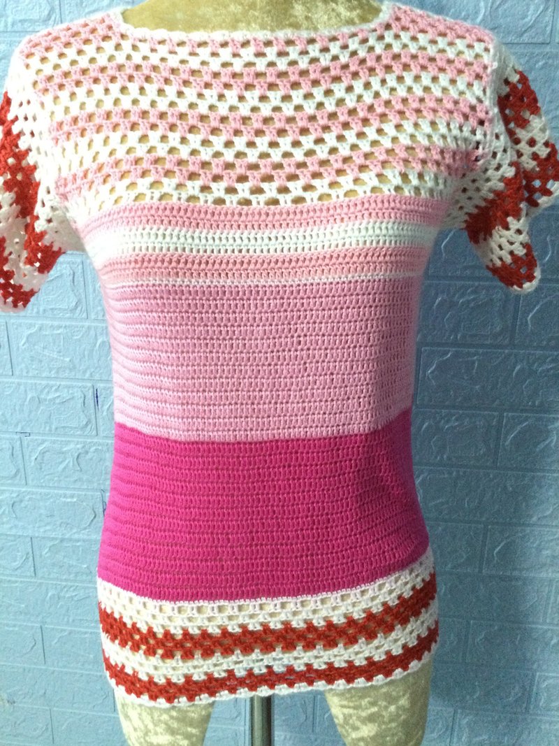 Crochet clothes sweater for lady handmade - 女毛衣/針織衫 - 壓克力 粉紅色