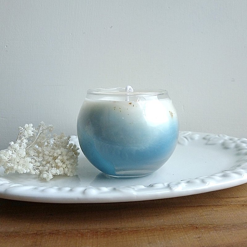 Silent Blue Sea | Natural Soywax Scented Candle | Green Apple Vanilla | Gift - เทียน/เชิงเทียน - ขี้ผึ้ง สีน้ำเงิน