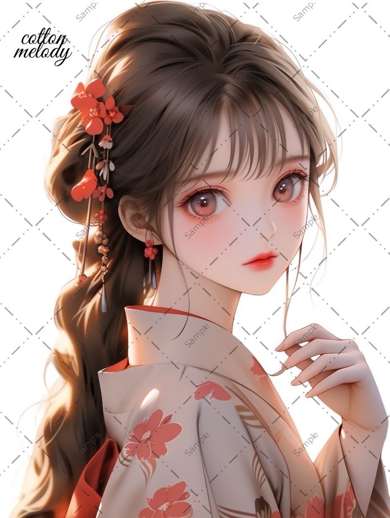 original sticker no.328 人物ステッカー オリジナルステッカー 人物ステッカー 女の子ステッカー オリジナル人物ステッカー - 貼紙 - 紙 