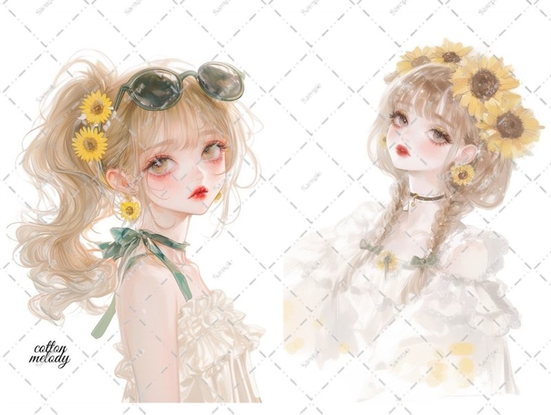original sticker no.5810 人物ステッカー オリジナルステッカー 人物ステッカー 女の子ステッカー オリジナル人物ステッカー - 貼紙 - 紙 