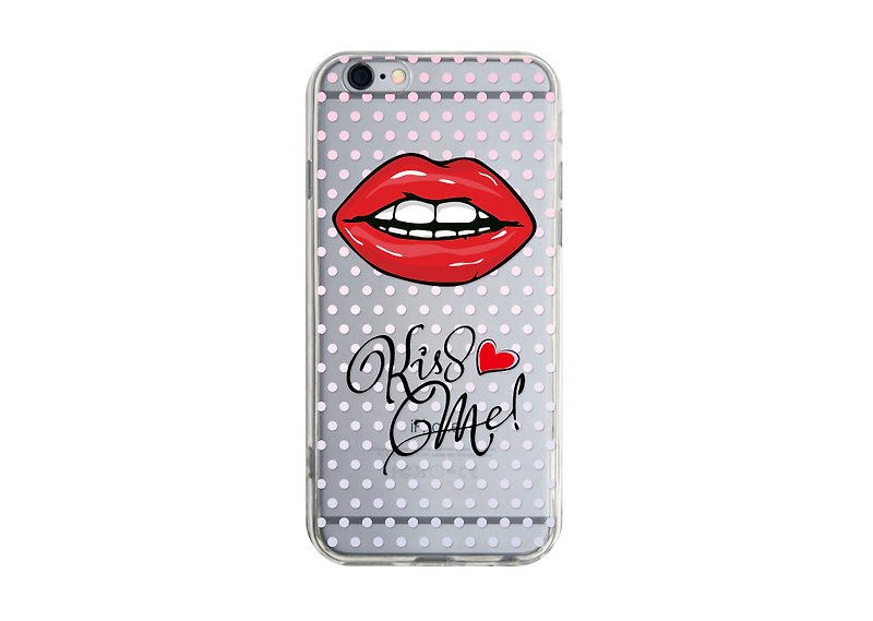 Kiss me Sexy Red Lips Samsung iPhone 手機殼 手機套 Custom DIY phone case Transparent - Phone Cases - Plastic Red