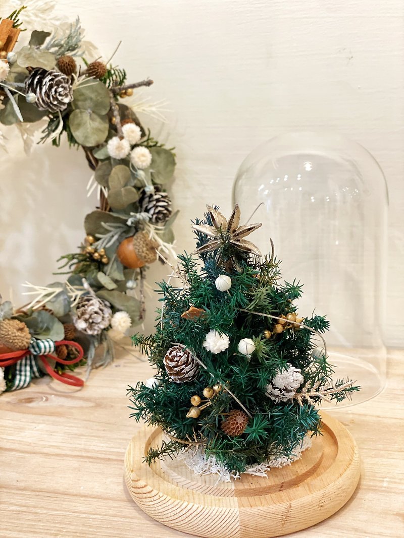Glass cover Christmas tree Christmas exchange gift table decoration flower gift - ช่อดอกไม้แห้ง - พืช/ดอกไม้ 