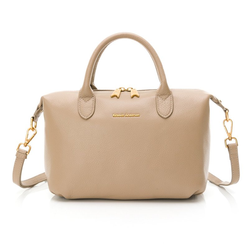 【Kim Anderson】April Boston bag- Khaki - กระเป๋าถือ - หนังแท้ สีกากี