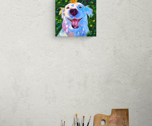ゴールデンレトリバーの絵画犬のオリジナルアートペットの肖像画