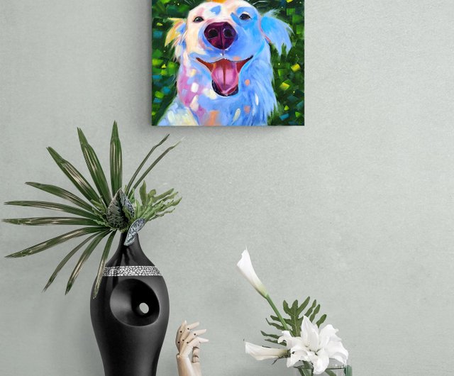犬の絵「ゴールデンレトリバー 」油彩画 フレーム付き（面版なし