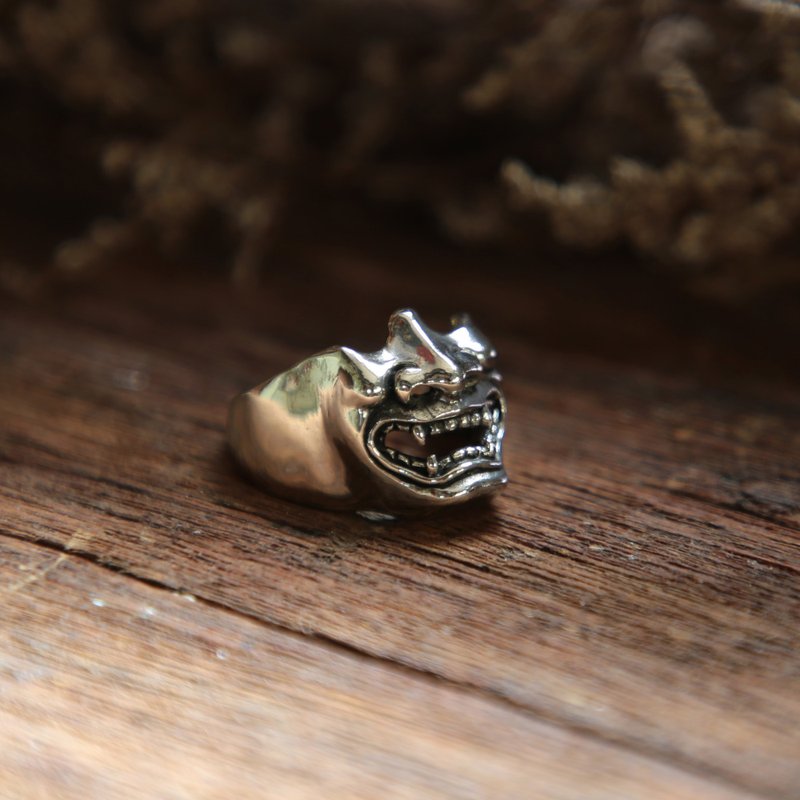 Samurai Mask Skull ring men sterling silver 925 Japanese warrior Biker gothic ce - General Rings - Other Metals Silver