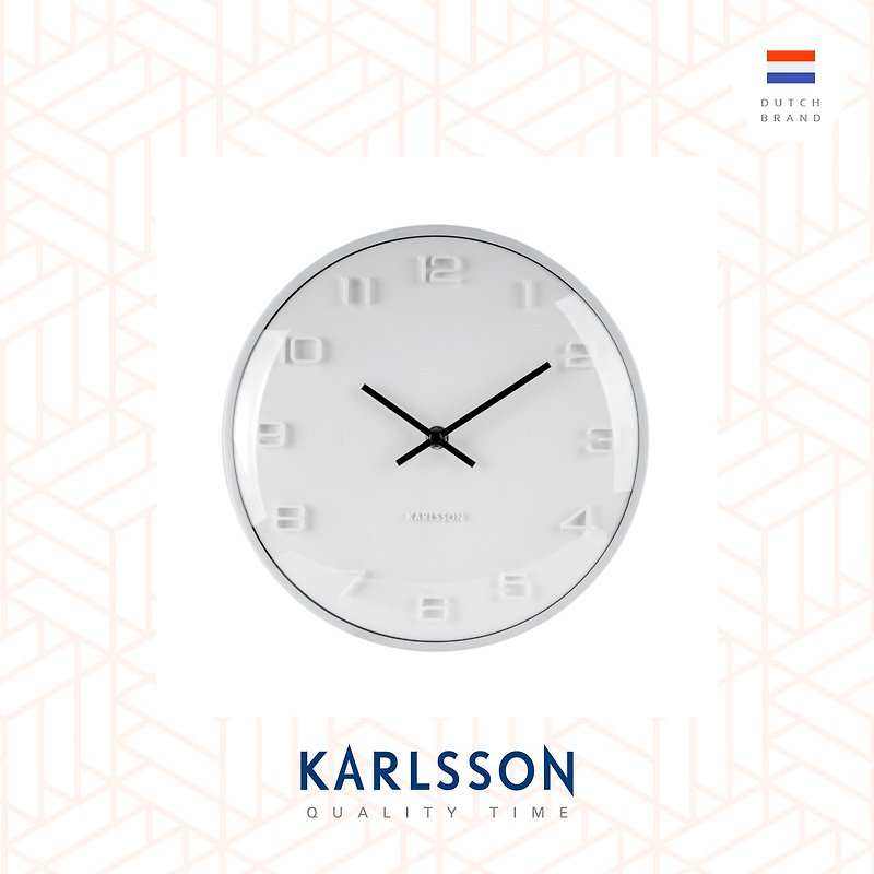荷蘭Karlsson Wall clock  Elevated white 凸玻璃白色掛鐘 - 時鐘/鬧鐘 - 塑膠 白色