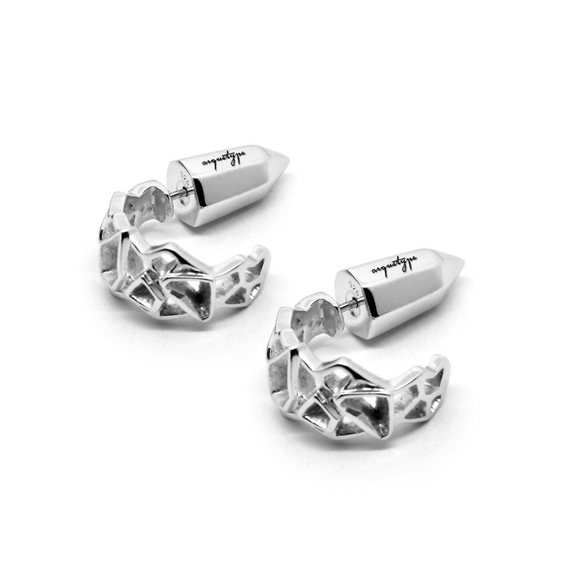 WIREFRAME Earrings / White Gold  (design silver jewelry) - ต่างหู - โลหะ สีเงิน