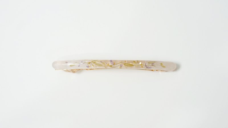 春夏淡花一字髮夾 - white - 髮夾/髮圈 - 其他材質 白色