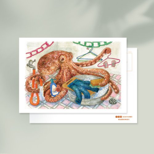 ScentIn 香印 【精油香氛明信片】章魚洗褲子(沁涼海洋香)