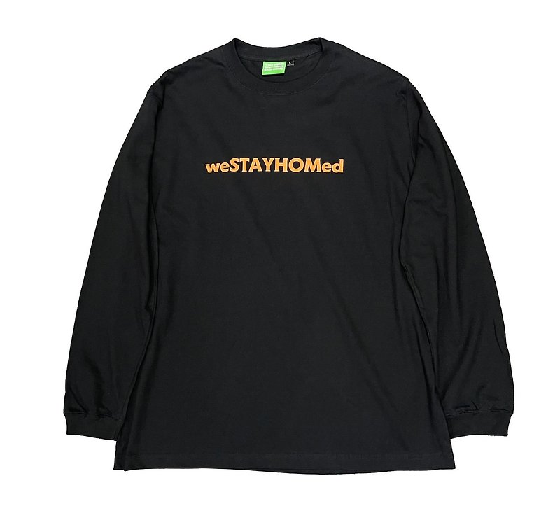 Stayhome weSTAYHOMed Logo Tee Long Sleeve - เสื้อยืดผู้ชาย - ผ้าฝ้าย/ผ้าลินิน สีดำ