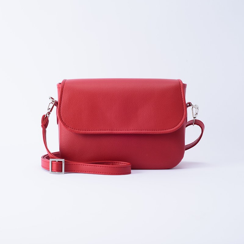 Rounded side backpack Mira Red / beautiful red - Messenger Bags & Sling Bags - Faux Leather Red