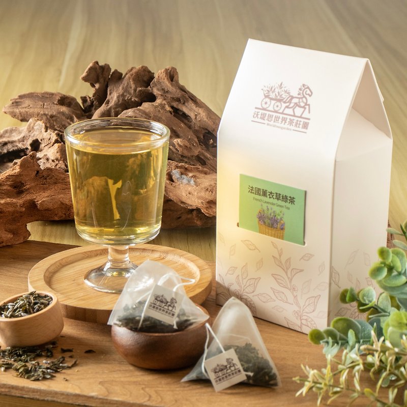 Wotis World Tea Estate-French lavender green tea 20 pieces - Tea - Plants & Flowers Khaki