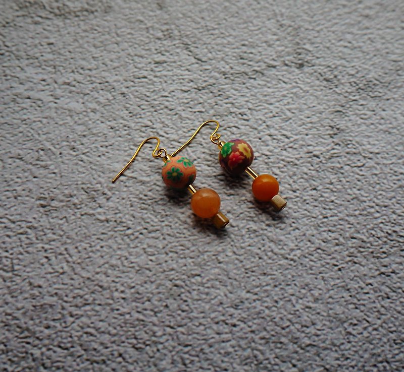 Handmade Earrings - ต่างหู - ดินเผา สีส้ม