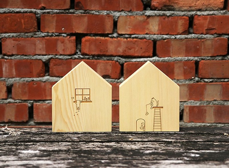 【Yellow Cedar】House Bookend - Items for Display - Wood 