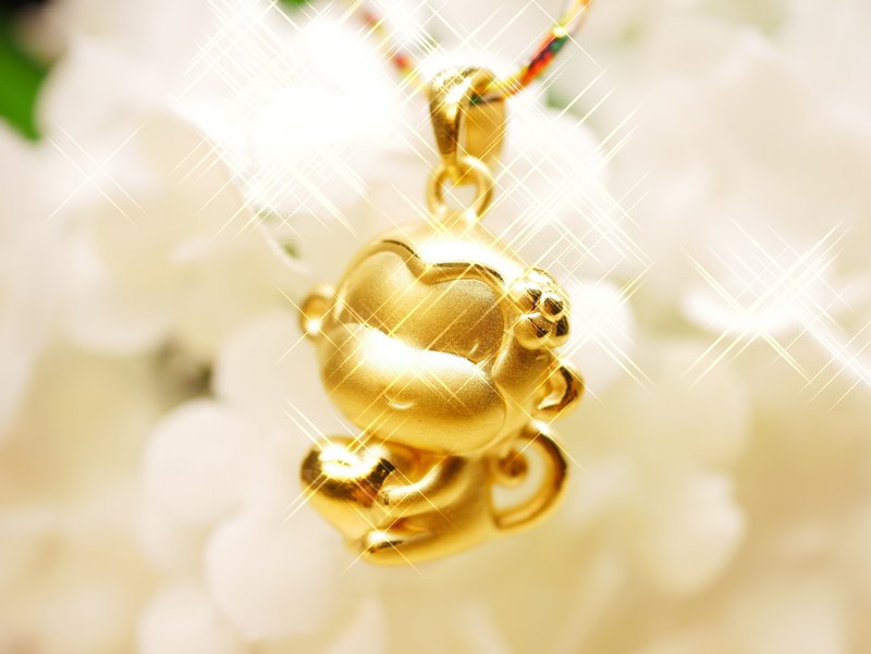 Gold Pendant-Zodiac Monkey Gold Pendant-Gold 9999 - Necklaces - 24K Gold Gold