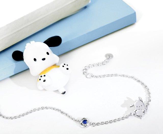 Pochacco classic series-Pachacco dog crystal diamond sterling silver  necklace - Shop STORY ACCESSORY Necklaces - Pinkoi