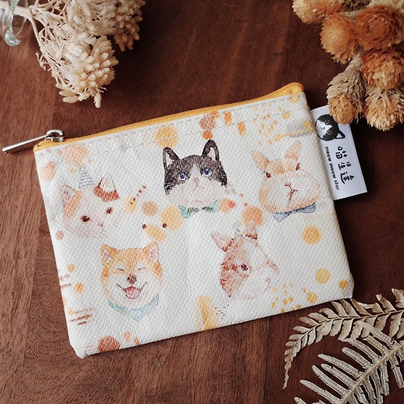 Sunny Bag x Meow Star-Animal Portrait Small Coin Purse - Coin Purses - Other Materials Yellow
