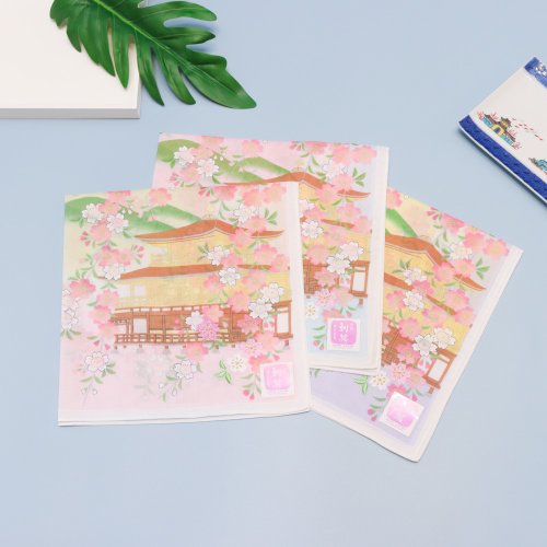荷風日立商行 京都手帕 -友禪刺繡系列-金閣寺