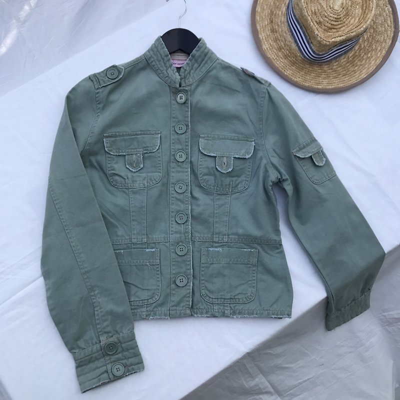 Vintage Everywhere Army crop jacket / vintage jacket - Women's Tops - Cotton & Hemp Green