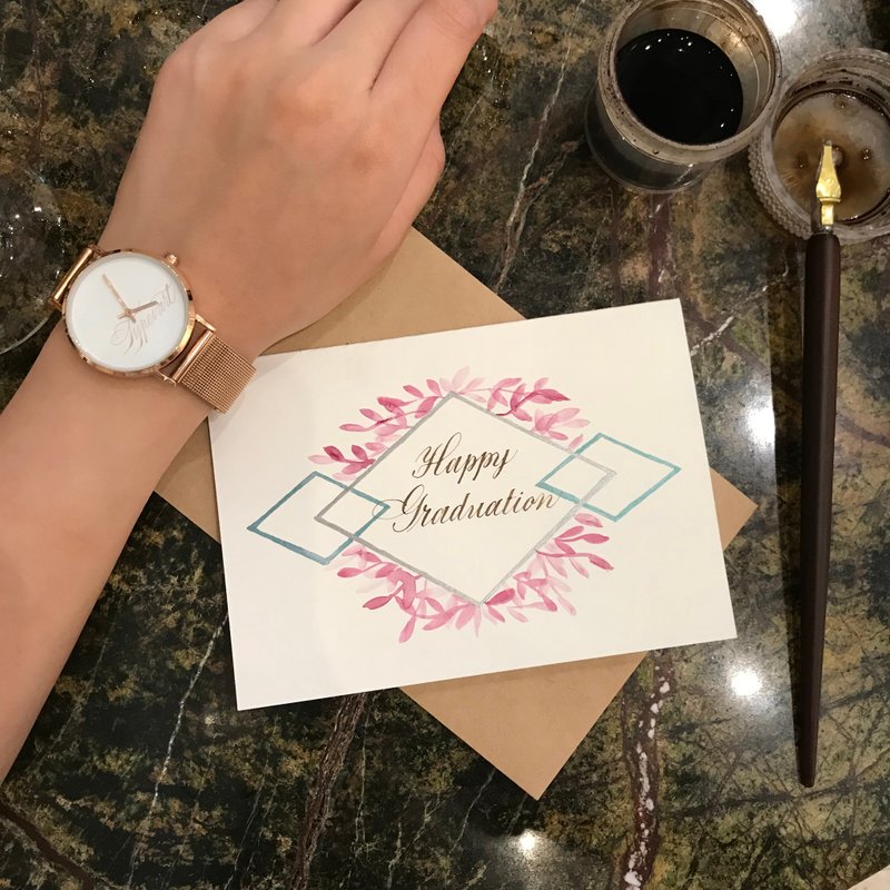 畢業限定/ 手工燙金腕錶/ 心意卡/ 禮品 - 女錶 - 其他金屬 金色