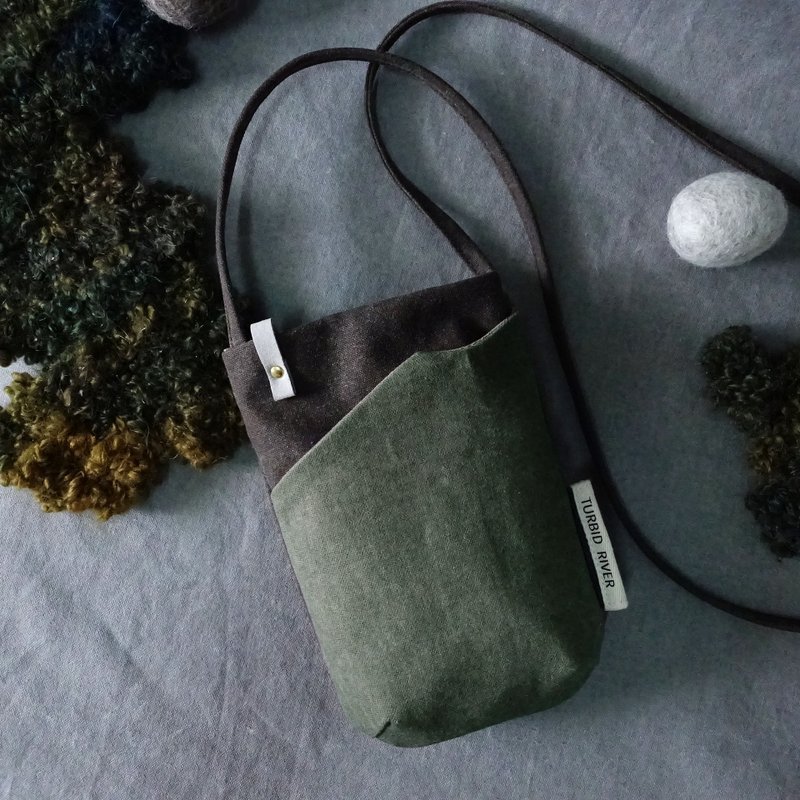 Small carrying strap | Red clay dark coffee + swamp green | large capacity | - Messenger Bags & Sling Bags - Cotton & Hemp Multicolor