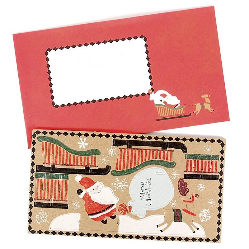 聖誕老人與麋鹿立體拼圖 耶誕卡片【Hallmark-卡片 聖誕節系列】 - 卡片/明信片 - 紙 