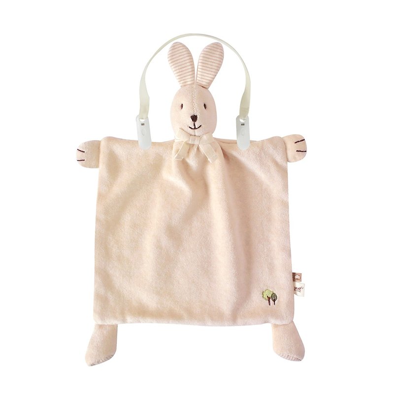 [SISSO organic cotton] color cotton coffee and coffee rabbit comfort handkerchief towel + multi-purpose bib clip group - ของเล่นเด็ก - ผ้าฝ้าย/ผ้าลินิน สีนำ้ตาล