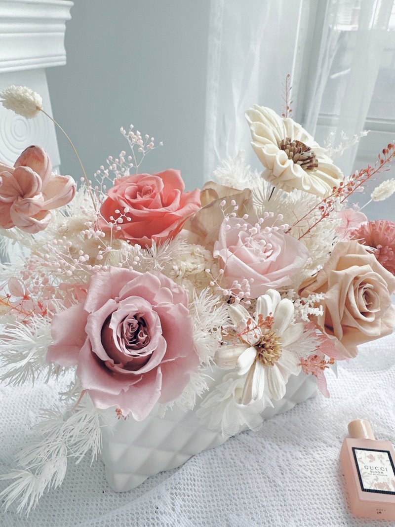 長型永生開幕花禮－溫柔霧粉 - 乾燥花/永生花 - 植物．花 粉紅色