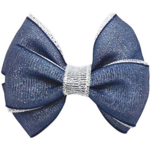 Cutie Bella 美好生活精品館 Cutie Bella 銀蔥小蝴蝶結髮夾 全包布手工髮飾Sparkle-Navy