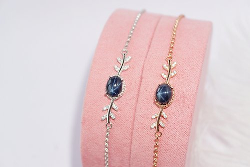 roseandmarry Natural Blue Sapphire Star Bracelet Silver 925