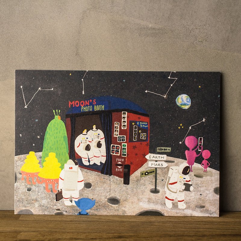 Photo Booth on the Moon - Postcard - Cards & Postcards - Paper 