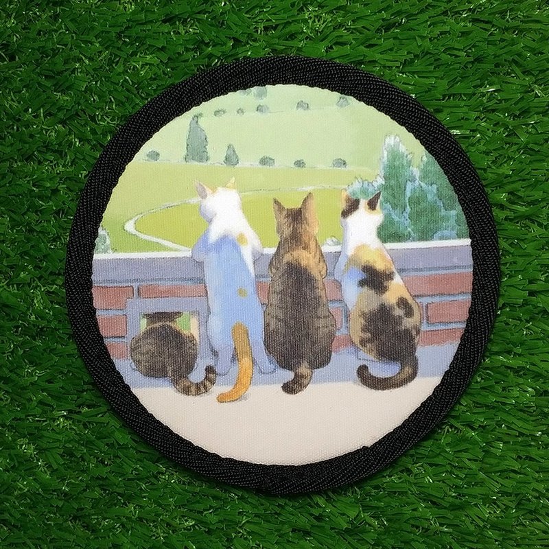 3 Cat Shop-Diving Cloth Super Absorbent Coaster-Waiting - Coasters - Other Man-Made Fibers 