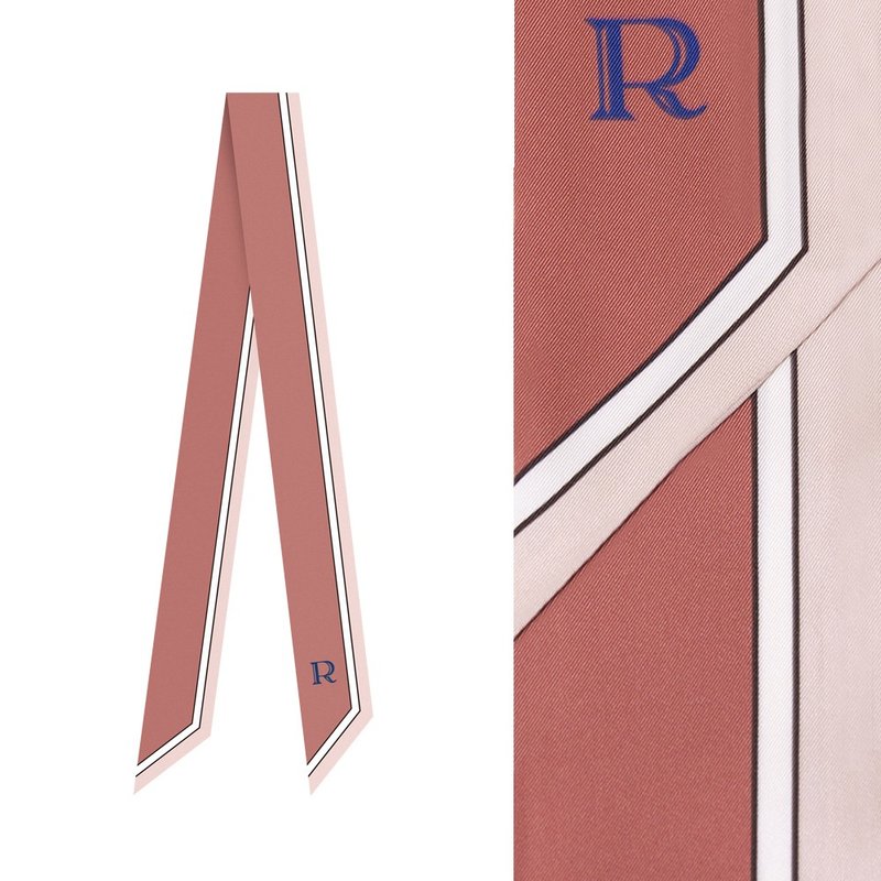 retar 妃紅緞帶式長條絲巾簡約復古髮帶腰帶桑蠶絲真絲圍巾 - 絲巾 - 絲．絹 