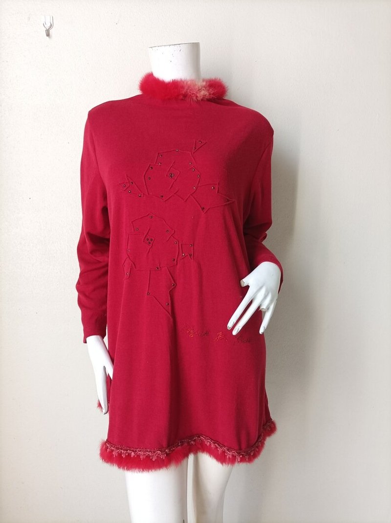 Vintage Yuki Gumi Red mini dress Size LL - ชุดเดรส - เส้นใยสังเคราะห์ 