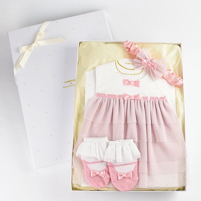 2814003 Dressup Gift Set / Pink POMPKINS First Ceremony Series Made in Japan - Baby Gift Sets - Cotton & Hemp Pink