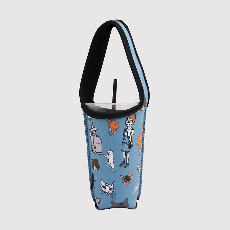 BLR Eco-friendly Beverage Bag Zhang Ning Co-branded Ti 28 Cat - Beverage Holders & Bags - Polyester Blue